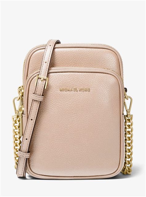 michael michael kors jet set large pebbled leather crossbody bag|Michael Kors jet set vanilla.